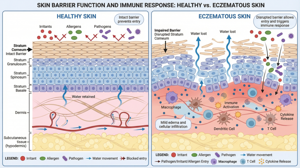 Skin barrier function & immune response: healthy vs. eczematous skin